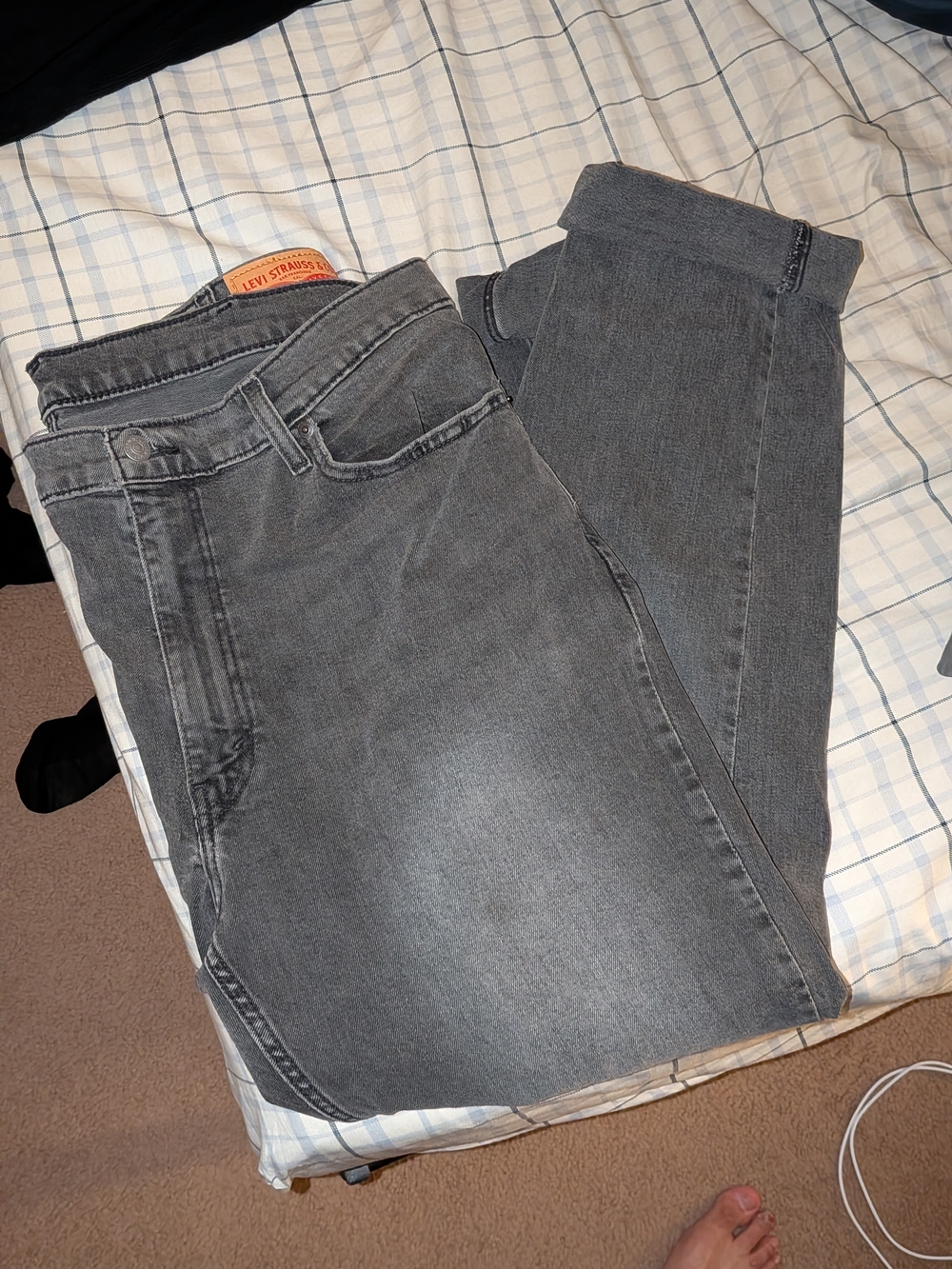 Levi's 514 Grey Black Wash Jeans 40x32
